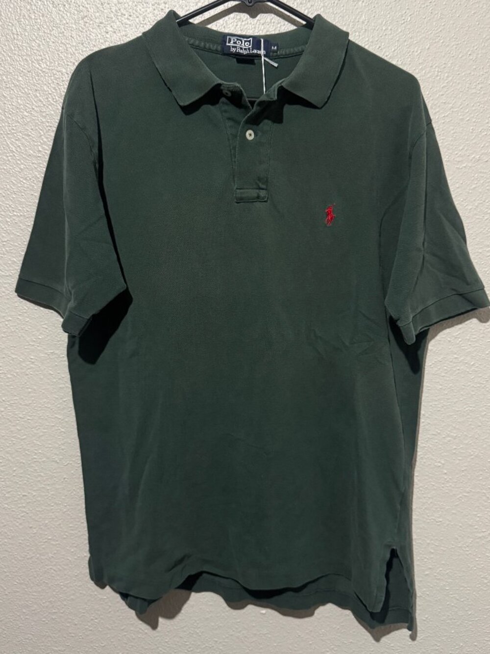 Vintage Polo Ralph Lauren Green Polo Shirt Red Pony Made in USA Men’s M